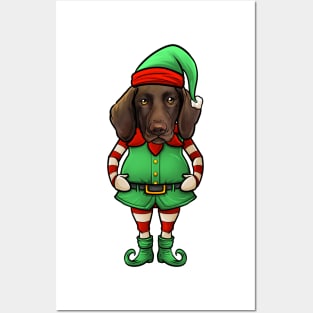 German Shorthaired Pointer Christmas Elf Posters and Art